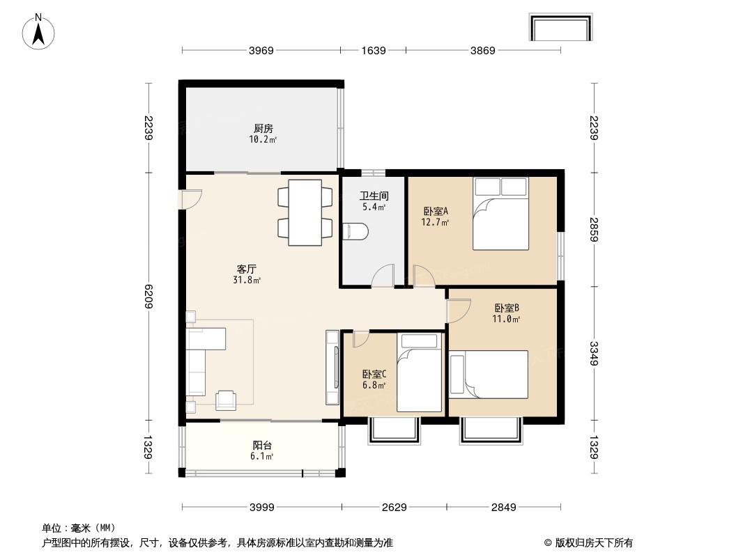 东晖花园3居室户型图