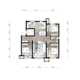 中海·望京府3室2厅1厨1卫建面106.00㎡