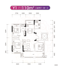 涡阳名邦·锦绣年华3室2厅1厨1卫建面110.00㎡