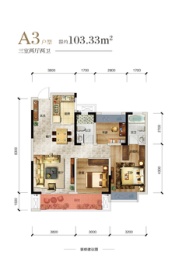 岳阳未名府3室2厅1厨2卫建面103.33㎡