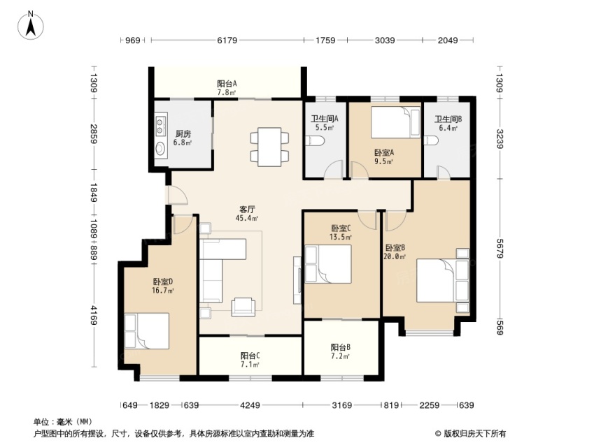 航天新城-龙湖花千树-品质洋房社区-四室毛坯花园洋房