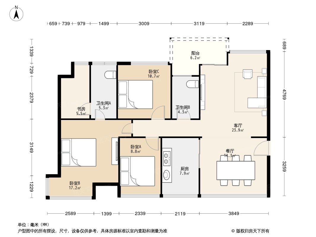 中熙香缇湾4居室户型图