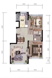 华大城2室2厅1厨1卫建面87.00㎡