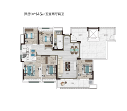 涡阳禹洲名邦·状元府5室2厅1厨2卫建面145.00㎡