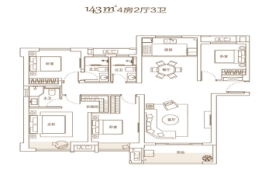 中骏·丽景府4室2厅1厨3卫建面143.00㎡