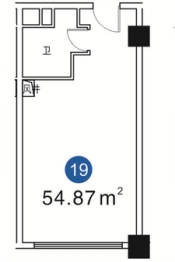 开利星空城市公馆1室1厅1厨1卫建面54.87㎡