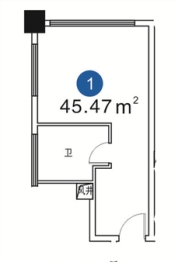 开利星空城市公馆1室1厅1厨1卫建面45.47㎡