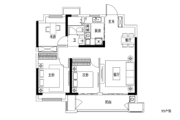 华盛·品樾公馆3室2厅1厨1卫建面95.00㎡