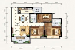 万山·天悦3室2厅1厨2卫建面117.00㎡