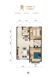 银都福邸2室2厅1厨1卫建面86.00㎡