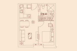 恒大时代广场1室1厅1厨1卫建面62.67㎡