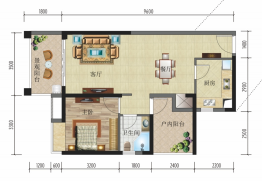 鸿江·尚城世家2室2厅1厨1卫建面75.00㎡