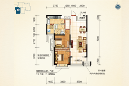 鞍山恒大名都2室2厅1厨1卫建面97.00㎡