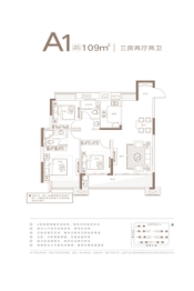 九颂康瑞|和园3室2厅1厨2卫建面109.00㎡