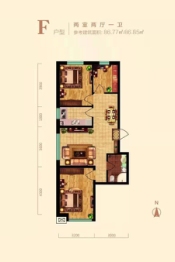 公元天下2室2厅1厨1卫建面86.77㎡