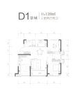 120平3室2厅2卫 D1户型