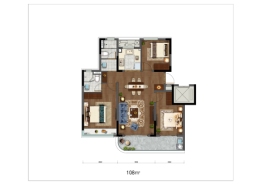 龙湖中天春江天镜3室2厅1厨2卫建面108.00㎡