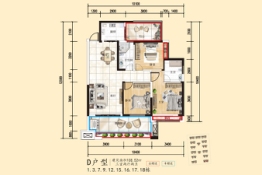 万和大院3室2厅1厨2卫建面108.52㎡