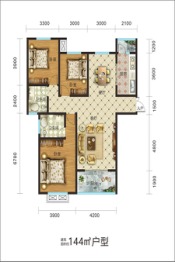 建业联盟新城3室2厅1厨2卫建面144.00㎡