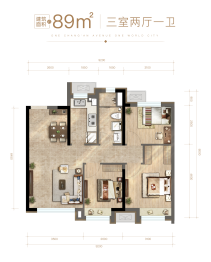 中骏·天峰3室2厅1厨1卫建面89.00㎡