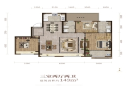 淄博CBD中央活力区-璀璨珑府3室2厅1厨2卫建面143.00㎡