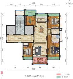 黄山名苑4室2厅1厨2卫建面128.00㎡