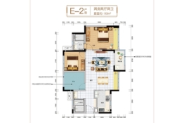 万科中骏金域西江2室2厅1厨2卫建面93.00㎡