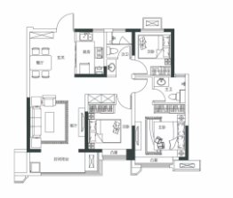 保利熙悦3室2厅1厨2卫建面109.00㎡