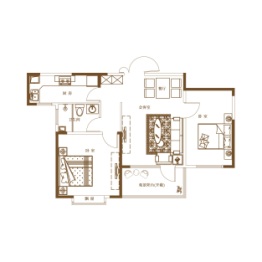 逸景湾·尚品2室2厅1厨1卫建面93.17㎡