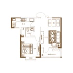 建面约72.82㎡ 1室2厅1卫 B户型