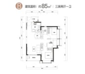 建筑面积约85㎡三房户型