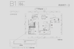 恩瑞御西湖2室2厅1厨1卫建面86.00㎡