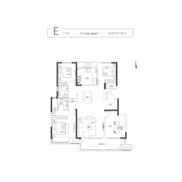 绿都中梁青云赋4室2厅1厨2卫建面135.49㎡