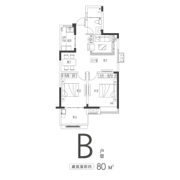 新慧御湖城2室2厅1厨1卫建面80.00㎡