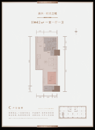 辰兴·时光之城1室1厅1厨1卫建面42.00㎡