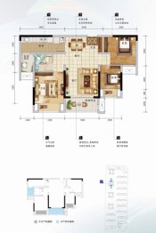 实地·蔷薇国际3室2厅1厨2卫建面87.93㎡