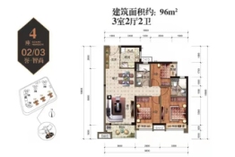 美的·卓越 公园天誉3室2厅1厨2卫建面96.00㎡