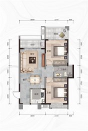 景园美麓城2室2厅1厨1卫建面87.51㎡