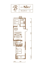 成山海景阁2室2厅1厨1卫建面85.00㎡