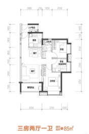 时代云图（三水）二期3室2厅1厨1卫建面85.00㎡