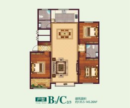 润地心悦城3室2厅1厨2卫建面135.50㎡