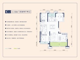 西安长岛国际社区4室2厅1厨2卫建面129.00㎡