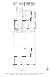 璞禵公馆3室2厅1厨2卫建面128.92㎡