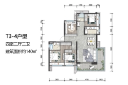 金科御临湖山4室2厅1厨2卫建面140.00㎡