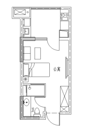 天明城1室1厅1厨1卫建面40.00㎡