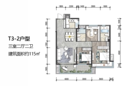 金科御临湖山3室2厅1厨2卫建面115.00㎡