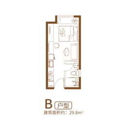 中垠广场1室1厅1厨1卫建面29.80㎡