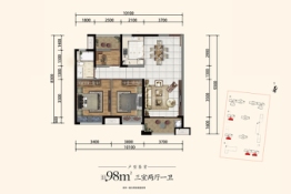 美的·铂悦府3室2厅1卫建面98.00㎡