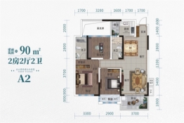 盛邦中山郡2室2厅1厨2卫建面90.00㎡
