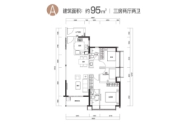 时代天境3室2厅1厨2卫建面95.00㎡